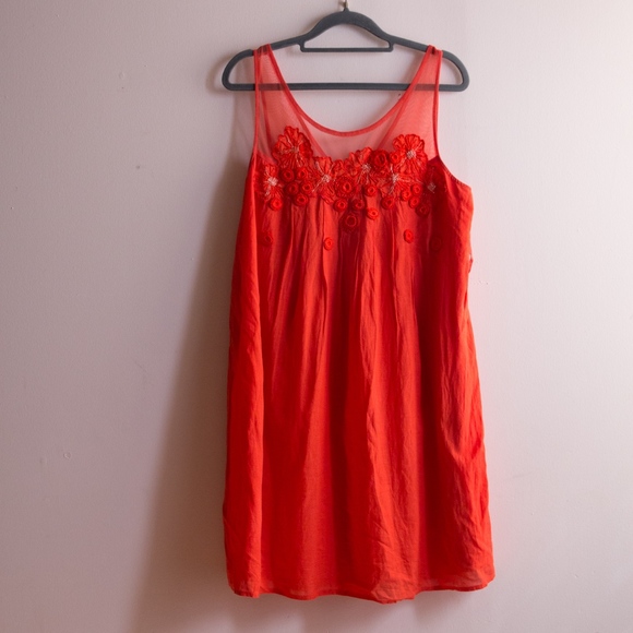 Anthropologie Dresses & Skirts - Anthropologie Boho Embroidered Orange Dress